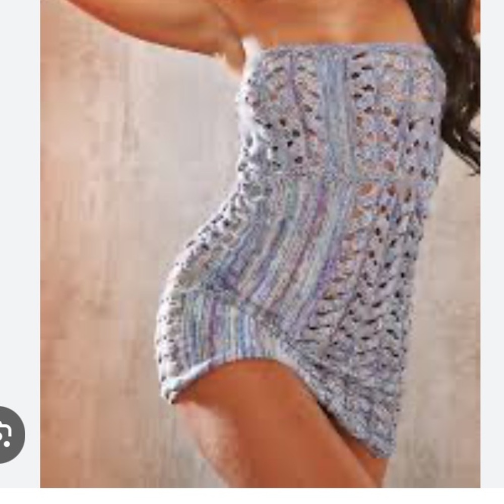 Blue Twist Knit Cut Out Bandeau Mini Dress